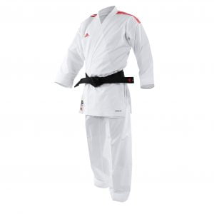 ADIDAS KARATE GI ADILIGHT 3 STRIPE PRIMEGREEN UNIFROM<span> - </span>White W/Red Stripes, 190