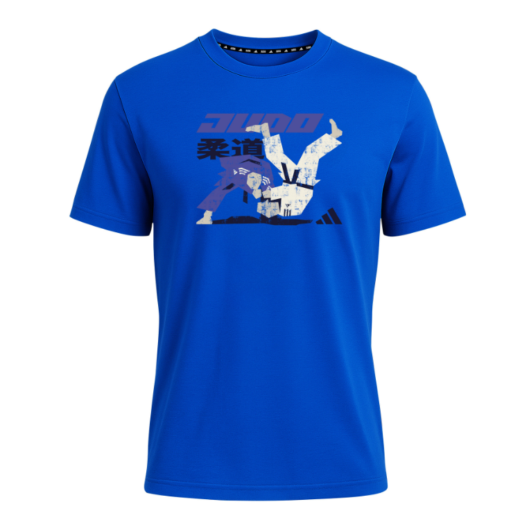 Alternative view of Adidas T-Shirt Judo Blue Round Crew Neck Short Sleeve