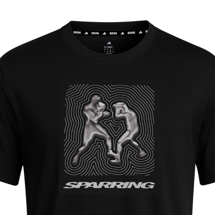 Adidas T-Shirt Boxing Chrome Sparring Black Round Crew Neck Short Sleeve - Image 4